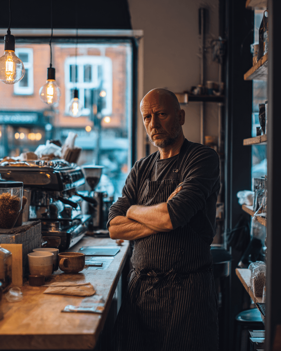 Independent cafe owner running a daily-coffee membership